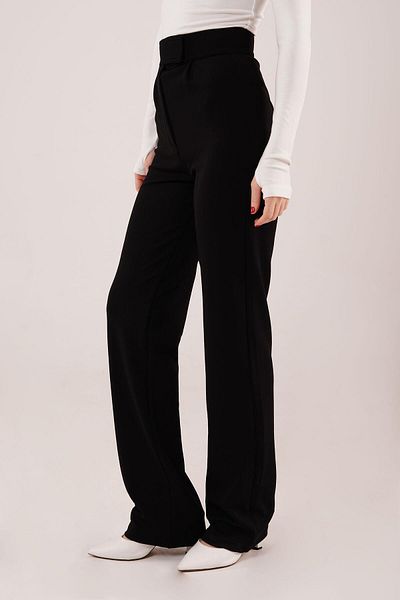 Femella Women Fashion Black Trousers with Velcro Closure Detail