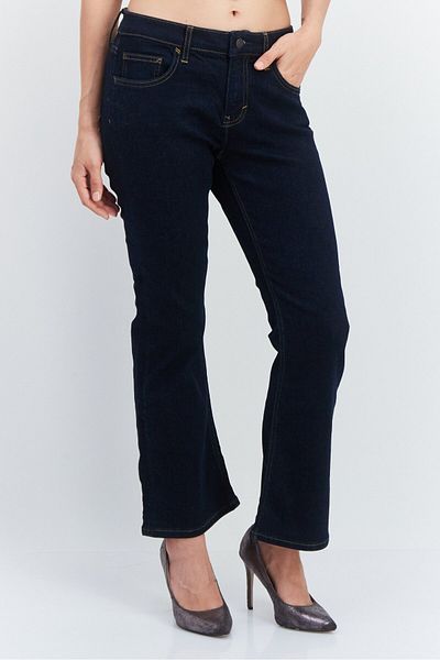 Esprit Women Regular Plain Stretchable Bootcut Jean, Navy Blue