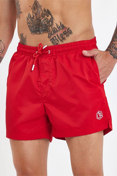 MADZEYMODA Ανδρικό σορτς κόκκινο μαγιό με επένδυση Premium LS-95093