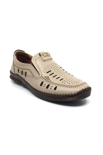 CATELLİ 100% Leather Orthopedic Men's Summer Comfortable Daily Perforated Sandal Shoes 40-45