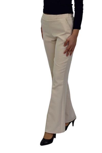 Nazal Women's Flared Leg Elastic Waist Fabric Trousers Bgl-St04321