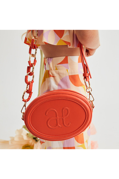 Abel & Lula حقيبة كتف فاخرة بسلسلة للفتيات برتقالي - أبيل ولولا