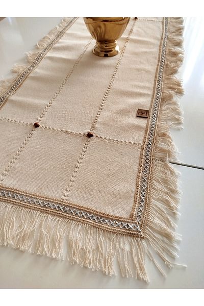 denizli hatırası Buldan Cendere Scutece Dantela Maro Mărgele Lucru manual Franjuri antice 50x100 cm Runner
