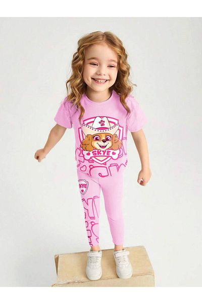 Daisy Dolly Girl's Cotton Non-Ribbed Leggings Printed Bottom Top Set