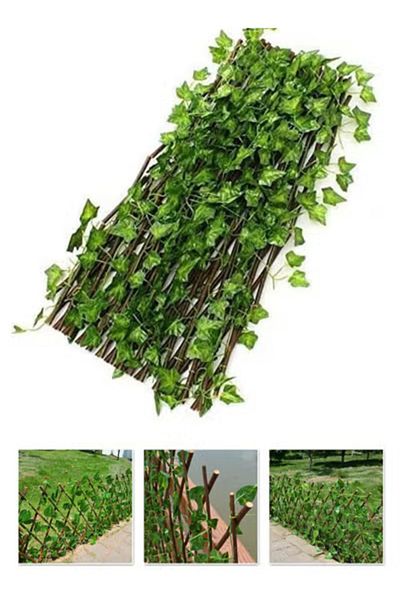 co arma 1.2m Large Expandable Bamboo Fence with Artificial Plants for Deck and Garden Decoration