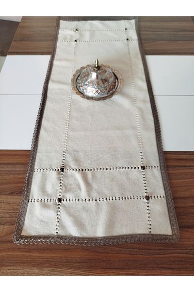 denizli hatırası Buldan Cendere Scutece Dantela Maro Mărgele Lucru manual Franjuri antice 45x100 cm Runner