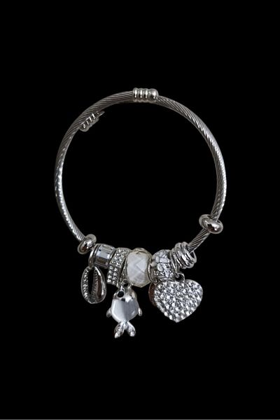 SherDesing White Fish Heart Model Steel Bracelet