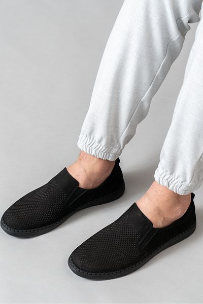 D&M DANİ&MARCA Loafer negru din piele naturală pentru bărbați - pantofi casual și de vară, nubuc