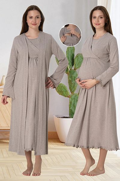 by İGP Maternity Maternity Dressing Gown Nightgown Pajama Set 4 Piece Maternity Set