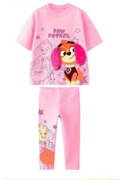 Daisy Dolly Girl's Cotton Non-Ribbed Leggings Printed Bottom Top Set