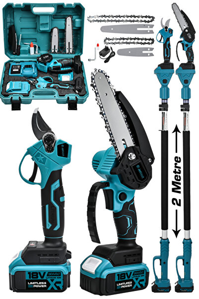 JetVolt 2'li Süper Set Çift Akülü Teleskopik Kollu Bağ Makası ve Budama Teste...