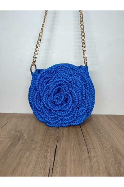 Altınergiyim MAKROME İPTEN ÖRÜLMÜŞ GÜL DETAYLI ÇANTA