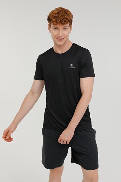 lumberjack M-ct100 Basic Pes C Neck Μαύρο Ανδρικό κοντομάνικο μπλουζάκι