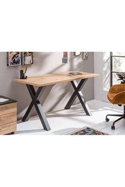 ESG GROUP Doğal Ahşap Metal Ayaklı 120x60 Çalışma Masası