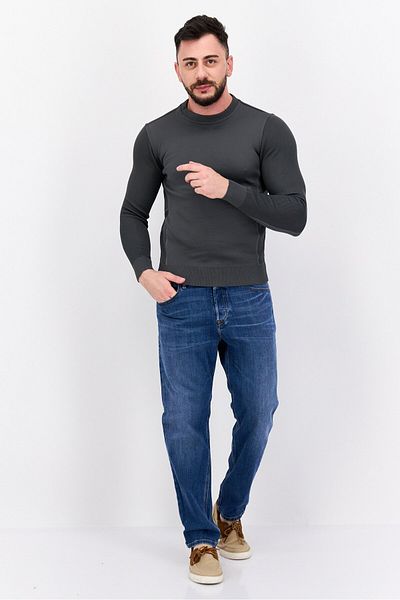 freesoul Men Crew Neck Long Sleeve Solid Sweatshirt, Grey
