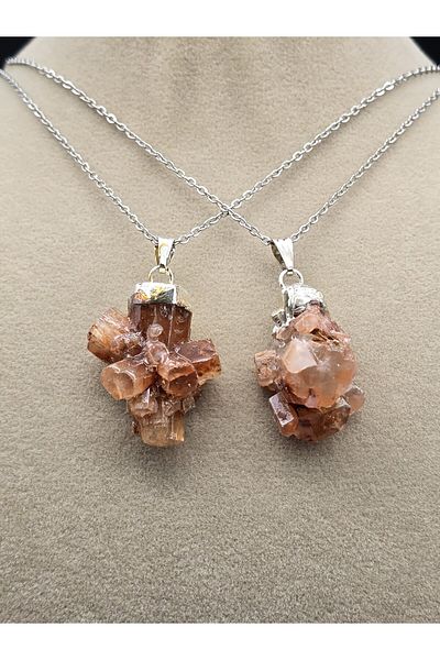 NBS Beautiful Naturel Stones Aragonite Necklace Steel Chain Does Not Tarnish or Fade (Natural Stone) 1 Piece