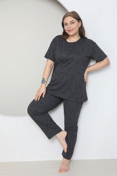 MİNTONSPORT Starred Large Size Pajama Set