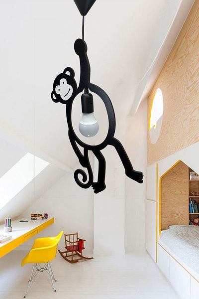 KAŞIKBEY Wooden Monkey Lamp - Black Kitchen/ Cafe Décoratif Chandelier