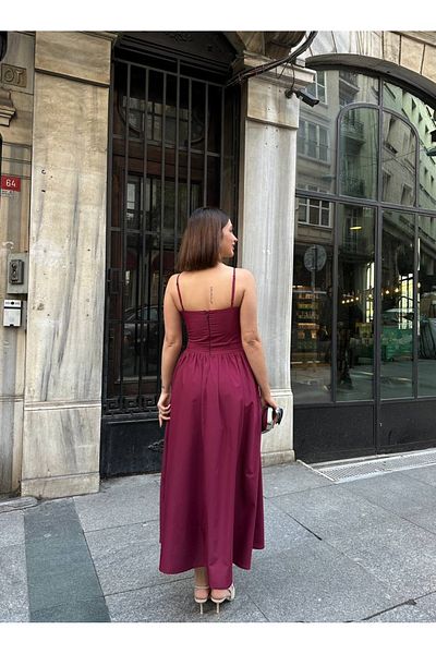 JK Stores Rochie de prințesă cu bretele maxi lungime cu detaliu frânghie
