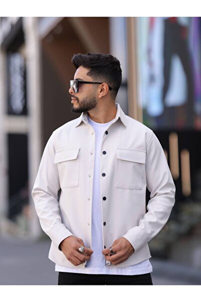 MY VİNTAGE Чоловічий сезонний повсякденний куртка зі скуба-покриттям, спортивний крій, на кнопках, сорочка