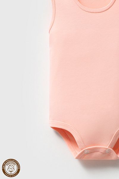 MAHFEL 100% Organic Cotton Sleeveless Baby Bodysuit with Snap Fasteners