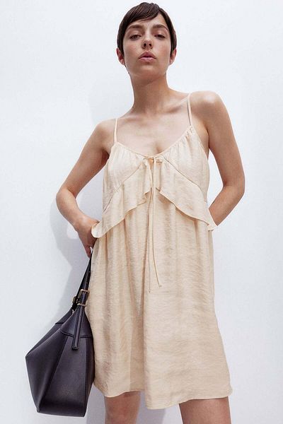 H&M Modal-blend flounce-trimmed dress