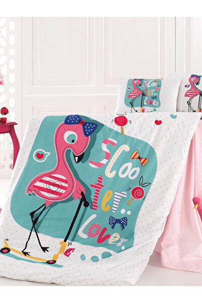 NazeninHome طقم غطاء لحاف أطفال فلامينجو 100% قطن رانفورس