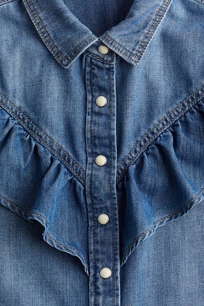 H&M Flounce-detail denim shirt