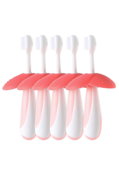 LUQU BABY فرشاة أسنان على شكل زهرة من السيليكون باللون الوردي - عبوة من 5 قطع