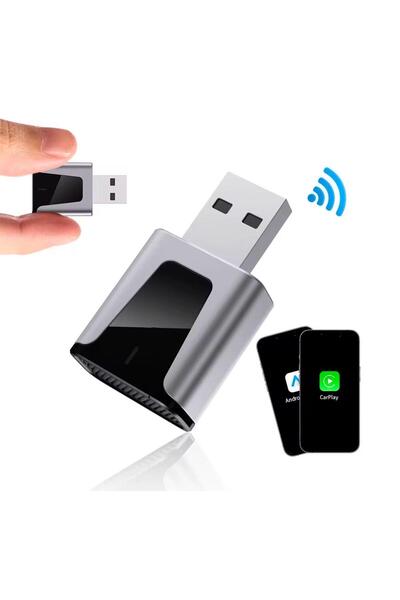 Schulzz YENİ METAL Tasarım Ultra Mini Kablosuz İOS  ve ANDROİD UYUMLU  Carplay Adaptör