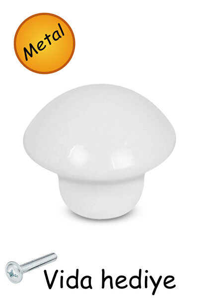 NUBLADO Piramit Düğme Metal (BEYAZ) Yuvarlak Mobilya Mutfak Çekmece Çocuk Oda...