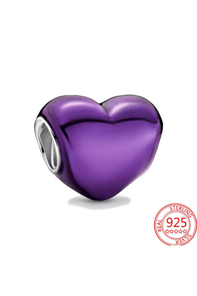 Hector&Co. Jewellery Gümüş Mat Mor Renk Kalp Charm