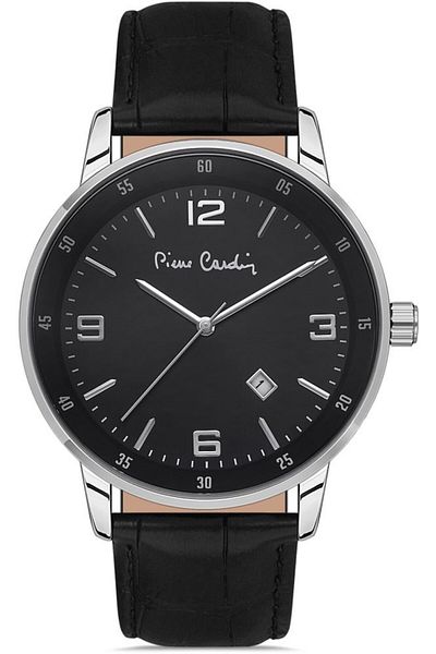 Pierre Cardin 800401F03 44 mm Black Leather Belt Waterproof Men's Wristwatch
