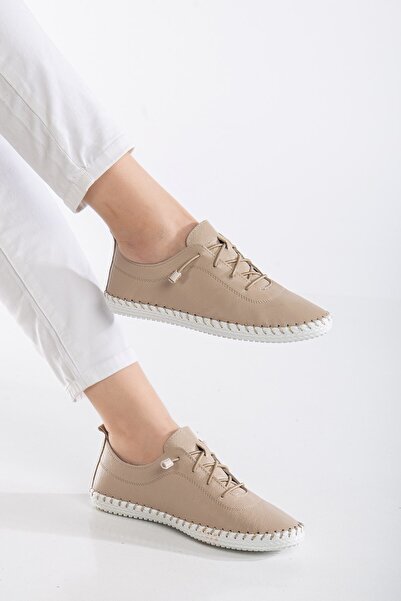 By Yağlıoğlu ygszd01 حذاء نسائي مريح من الجلد الطبيعي قابل للطي لتقويم العظام