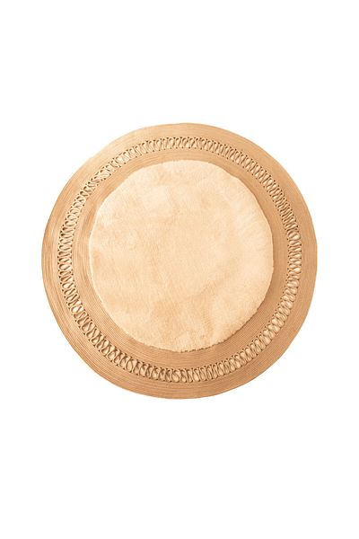 Klappe Design Wicker Jute Non-Slip Beige Base Wavy Carpet Mat, Bathroom, Entrance, Garden, Office