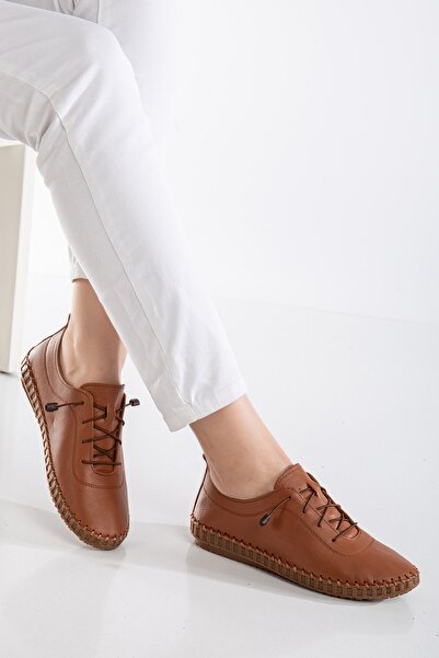 By Yağlıoğlu ygszd01 حذاء نسائي مريح من الجلد الطبيعي قابل للطي لتقويم العظام