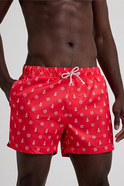 MADZEYMODA Ανδρικό σορτς κολύμβησης με κόκκινο σχέδιο Sailor Premium LS-95837