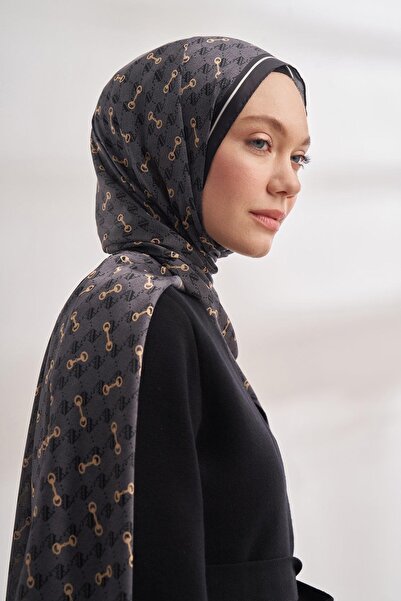 ARMANDA Voile Monogram Pattern Shawl 3361-Smoked