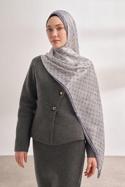 ARMANDA Σάλι με μοτίβο Voile Monogram 3361-ασημί γκρι