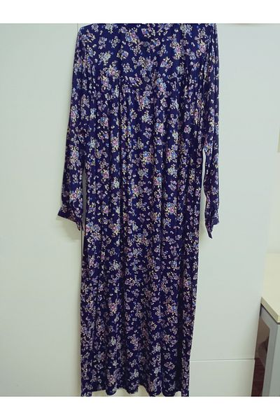 hoaryage Robadan Rochie de mamă cu mânecă lungă, 100% viscoză, cu flori de presiune, rochie de rugăciune