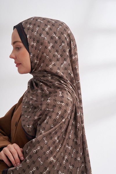 ARMANDA Σάλι με μοτίβο Voile Monogram 3361-dark Mink