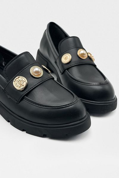 Shoebutik Дамски мокасини Otto Black с катарама от кожа