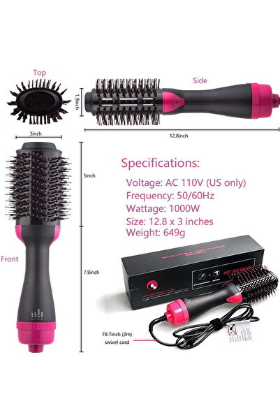 fulina 4 In 1 Hair Curler,dryer Styling Tool,negative Ionic,shiny And Soft,for Hair,pink