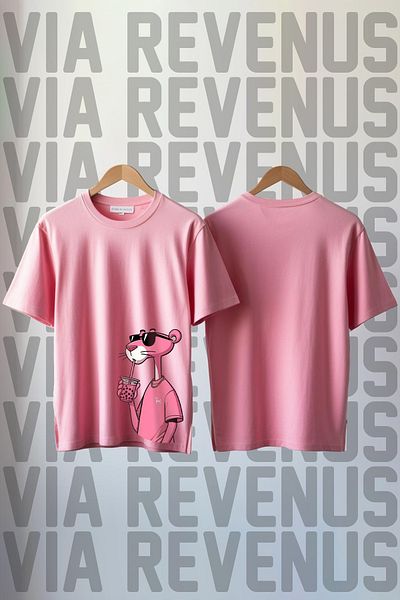 Vordevia Μπλουζάκι Unisex με λαιμόκοψη με λαιμόκοψη σε ροζ Panther