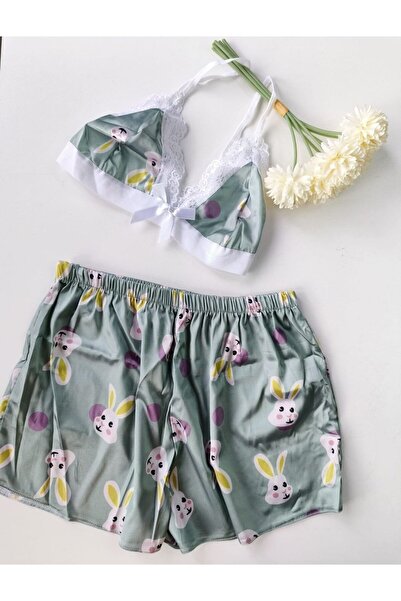 Veille Σετ πιτζάμες με πράσινο κουνέλι με σορτς