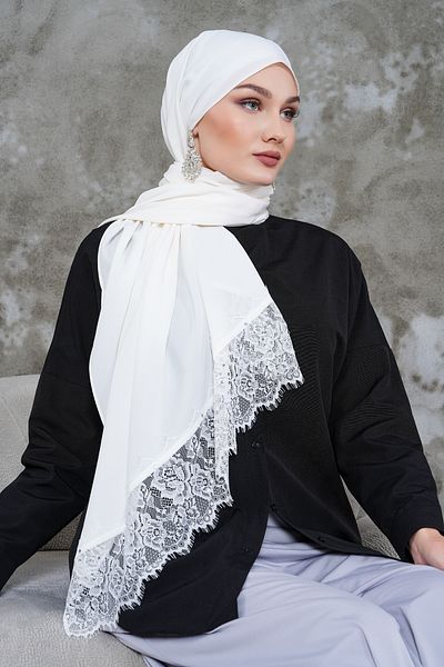 AGH Değerli Hediyeler Κρέμα Lez Lace Stone Αξεσουάρ Πολυτελές σάλι κρεπ σιφόν χειροποίητο κομψό στάση