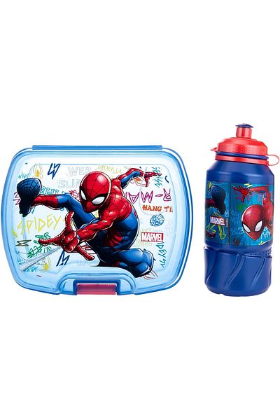 AKDC SPDMN LUNCH BOX W/WATER BOTTLE 14CMX18CMX7CM Blue