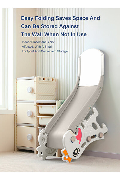 Ma Baby Children's Freestanding Slide Indoor Household Small Kids Slide for Toddlers Folding Indoor White