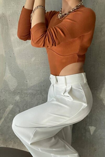 Modayakamoz Brown Crew Neck Bodysuit