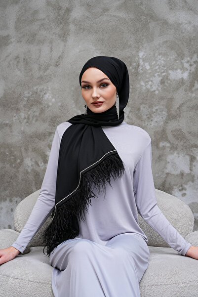 AGH Değerli Hediyeler Πολυτελές σάλι με πέτρινα αξεσουάρ κρεπ σιφόν Χειροποίητο σάλι με πούπουλα